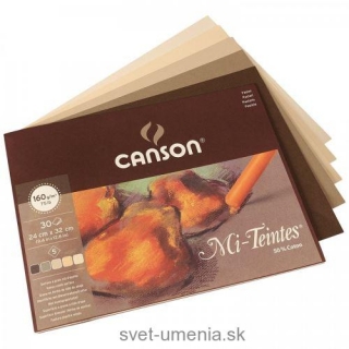 Skicár 24x32cm CANSON Mi-Teintes na pastel, 160 g/m2, lepená väzba, 30 listov