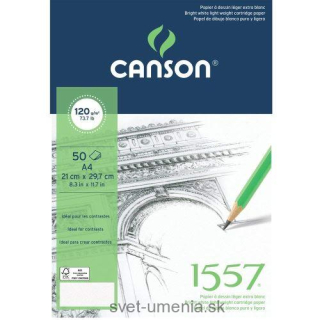 Skicár A4 CANSON 1557, lepená väzba, 120g/m2, 50 listov