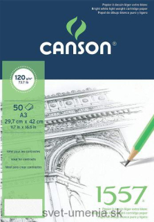 Skicár A3 CANSON 1557, lepená väzba, 120g/m2, 50 listov