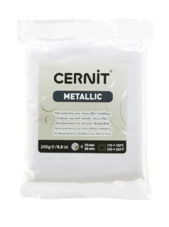 Prémiová polymérová hmota CERNIT - METALLIC, 250g - perleťová biela