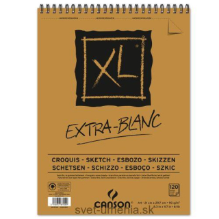 Skicár A4 CANSON XL Extra-blanc, krúžková väzba, 90g/m2, 120 listov