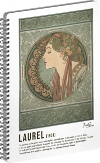 Špirálový blok A5 Alfons Mucha - Laurel, linajkovaný