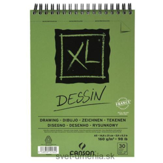 Skicár A5 CANSON XL Dessin, krúžková väzba, 160g/m2, 30 listov