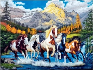 Diamantový obrázok 30x40cm - Strakaté kone