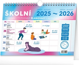 Školský plánovací kalendár s háčikom CZ/SK 2026, 30 x 21 cm