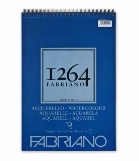 Skicár A3 na akvarel Fabriano 1264, krúžková väzba, 300g/m2, 30 listov
