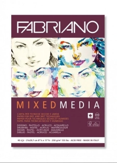 Skicár A3 mix media Fabriano, lepená väzba, 250g/m2, 40 listov