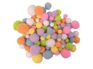 Pastelové farby pom poms, 100ks