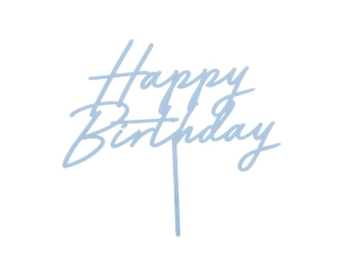 Akrylový nápis ''Happy Birthday'' na tortu- modrá, 16,5cm