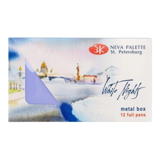 Sada 12 x 2,5ml umeleckých akvarelových farieb White Nights v kovovom obale
