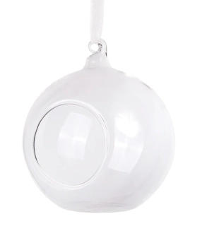 Sklenené gule s otvorom a držiakom na sviečku, 10cm - 4ks