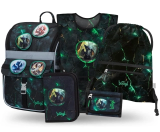 Školská sada batoh, peračník, vrecko, zástera, peňaženka - Zippy Draci II