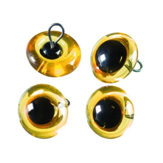 Zvieracie oči, s očkom, sklenené, žlté, ø 12 mm, 4 ks