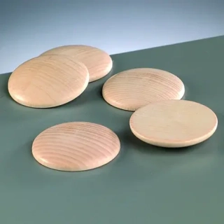 Drevená doska, okrúhla, klenutá, bielená, 52 mm, 2 ks