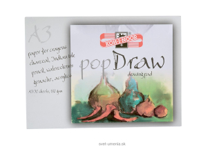 Skicár A3 popDraw na kreslenie a maľovanie KOH-I-NOOR, lepená väzba, 180g/m2, 30 listov