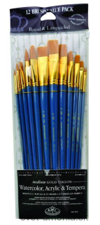 Sada 12 štetcov Royal & Langnickel (medium), dlhá rukoväť