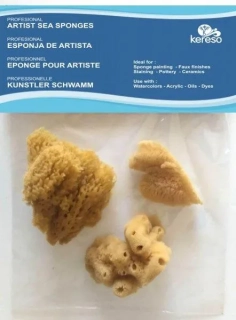 Prírodná morská SILK a COARSE špongia Keraso, 3ks