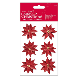 DOCRAFTS Papierové kvety - Poinsettia (6ks)