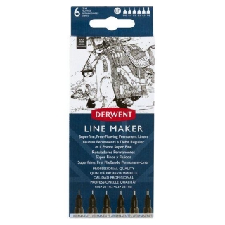 Sada 6 pier DERWENT Graphik Line Maker - čierne