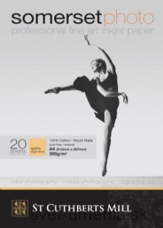 Somerset Fine Art Inkjet Paper, 300g/m², A2 Bright White, 20ks, Satin