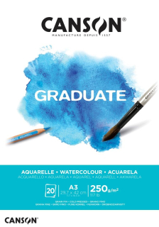 Skicár A4 CANSON Graduate Aquarelle, lepená väzba, 250g/m2, 20 listov 
