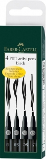 PITT umelecké perá set 4 (SB, SC, 1,5, B) čierna