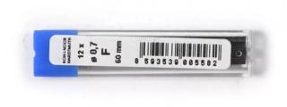 Sada 12 grafitových polymérových mikrotúh KOH-I-NOOR, priemer 0,7mm - tvrdosť F