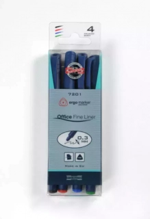 Sada 4 fineliner KOH-I-NOOR, 0,3mm