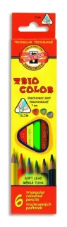 Sada 6 farebných ceruziek TRIOCOLOR KOH-I-NOOR, priemer ceruzky 7,0mm