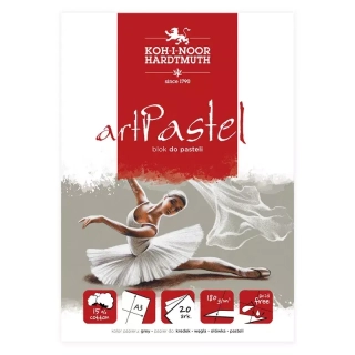 Skicár A3 na pastel KOH-I-NOOR šedý, lepená väzba, 180g/m2, 20 listov