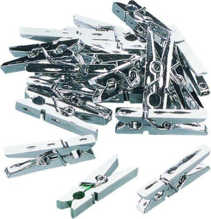 Drevené štipce - strieborné, 2,5cm, 20ks