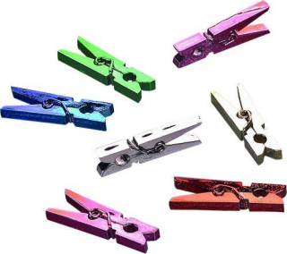 Drevené štipce - mix farieb, 2,5cm, 20ks