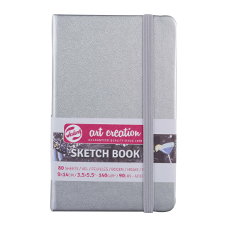 Skicár 9 x 14cm Art Creation v striebornej pevnej väzbe, 140g/m2, 80 listov