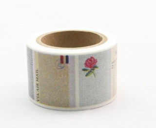 Dekoračná páska washi, 3cm x 10m - štítky s ružami