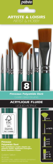 Sada 8 štetcov yellow Polyamide Pebeo s krátkou rukoväťou