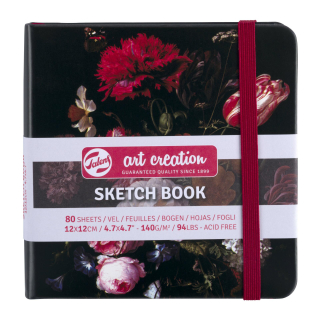 Skicár 12 x 12cm Art Creation v Flowers pevnej väzbe, 140g/m2, 80 listov
