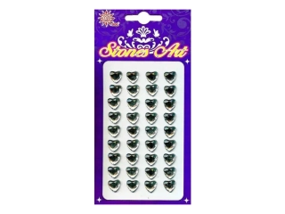 Kamienky samolepiace - strieborné srdiečka, 124ks