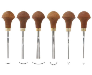 Sada 6 rydiel Pfeil Swiss na linoryt a drevoryt s drevenou rúčkou