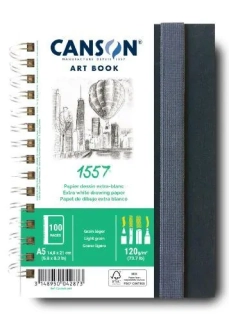 Skicár A5 CANSON Art Book1557, krúžková pevná väzba, 120g/m2, 100 listov