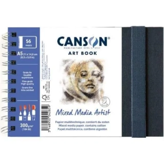Skicár A5 CANSON Mixed Media Art Book, krúžková pevná väzba, 300g/m2, 56 listov 