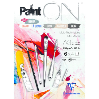 Skicár A3 Paint'On mix-media CLAIREFONTAINE - mix farieb, lepená väzba, 250g/m2, 30 listov