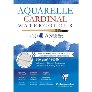 Skicár A3 Cardinal na akvarel CLAIREFONTAINE - dve štruktúry, lepená väzba, 300g/m2, 10 listov