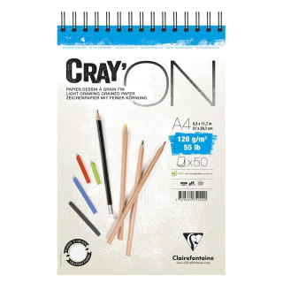 Skicár A4 Cray'ON na kreslenie CLAIREFONTAINE, krúžková väzba, 120g/m2, 50 listov