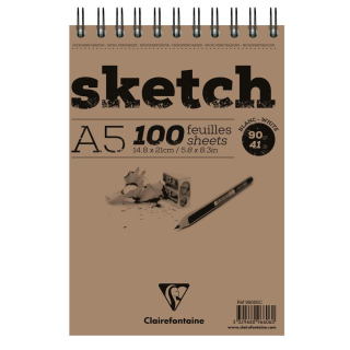 Skicár A5 Sketch na kreslenie CLAIREFONTAINE, krúžková väzba, 90g/m2, 100 listov
