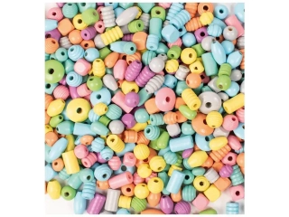 Korálky drevené - pastelové farby, 250g