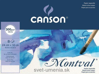 Skicár 18 x 25 cm CANSON MONTVAL na akvarel, lepená väzba, 300g/m2, 12 listov
