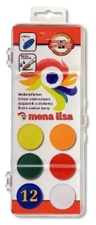 Školské akvarelové farby KOH-I-NOOR Mona Lisa- 12 farieb 30mm